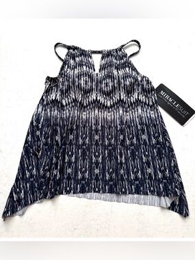 Miraclesuit black & White Printed Spaghetti-Strap tankini bikini